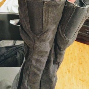 Grey suede knee high boots